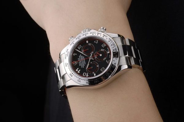 Swiss Rolex Daytona Stainless Steel Bracelet Black Dial 80296 - Image 3