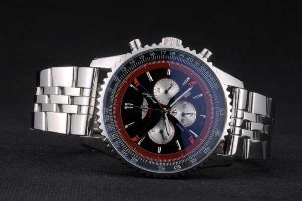 Breitling Certified Polished Silver Stainless Steel Strap Black Dial Chronograph 80173 - Image 4