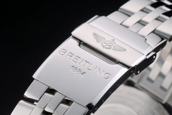 Breitling Certified Polished Silver Stainless Steel Strap Black Dial Chronograph 80173 - Image 5