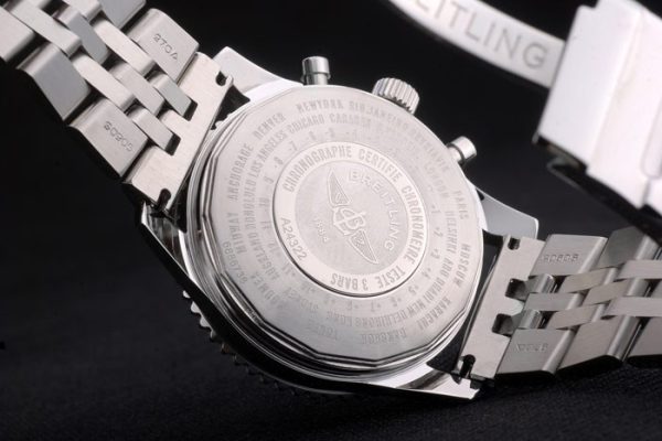 Breitling Certified Polished Silver Stainless Steel Strap Black Dial Chronograph 80173 - Image 7