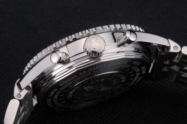Breitling Certified Polished Silver Stainless Steel Strap Black Dial Chronograph 80173 - Image 8