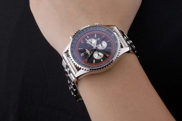 Breitling Certified Polished Silver Stainless Steel Strap Black Dial Chronograph 80173 - Image 9