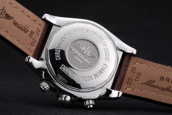 Swiss made Certified Stainless Steel Bezel Brown Croco Leather Bracelet White Dial 80285 - Image 9