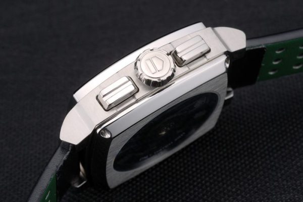 Tag Heuer Monaco Black-Green Perforated Leather Strap White Dial 80306 - Image 9