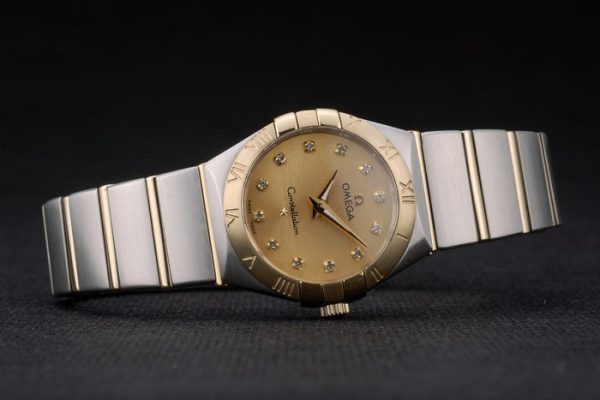 Swiss Lady Omega Constellation Golden Dial Stainless Steel Bracelet 80292 - Image 3
