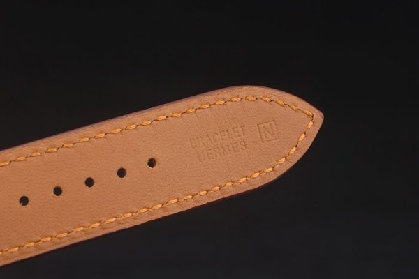 Hermes Heure H Rose Gold Bezel Orange Leather Strap White Dial 80234 - Image 9