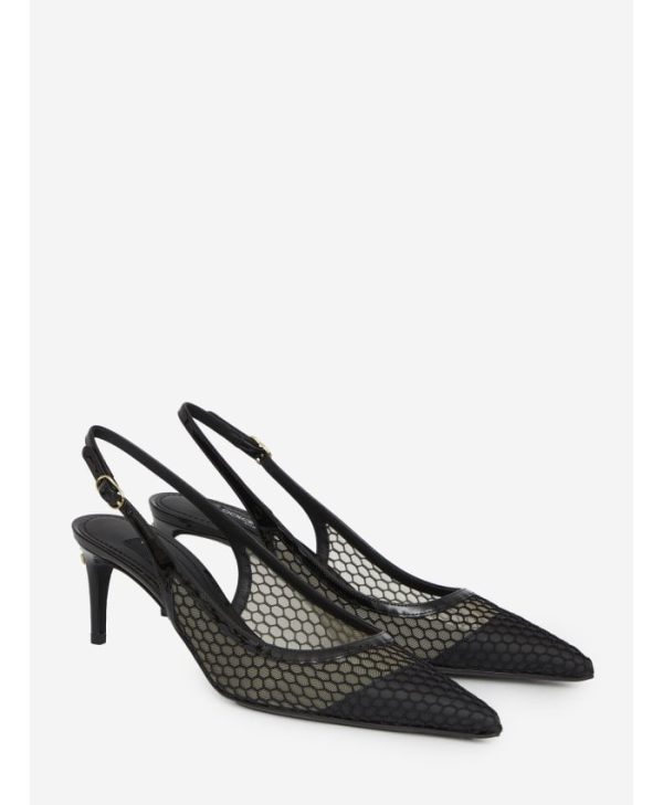 Mesh and patent leather slingback - Image 5