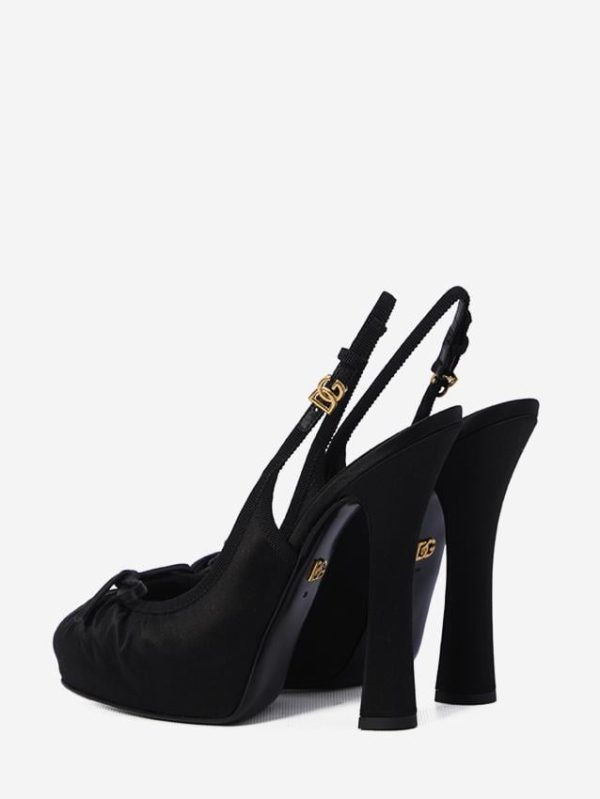 Satin slingback platform shoes