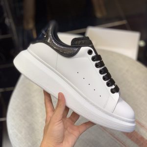 ¡¸#456¡¹Alexander McQueen MQ Black snake-grain patternTail Sneakers