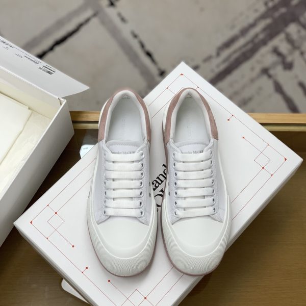 ¡¸#513¡¹Alexander McQueen MQ White/Pink velvet tail Sneakers - Image 3