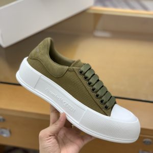 ¡¸#516¡¹Alexander McQueen MQ olive green velvet tail Sneakers