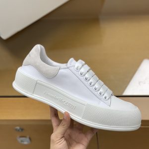 ¡¸#517¡¹Alexander McQueen MQ White velvet tail Sneakers