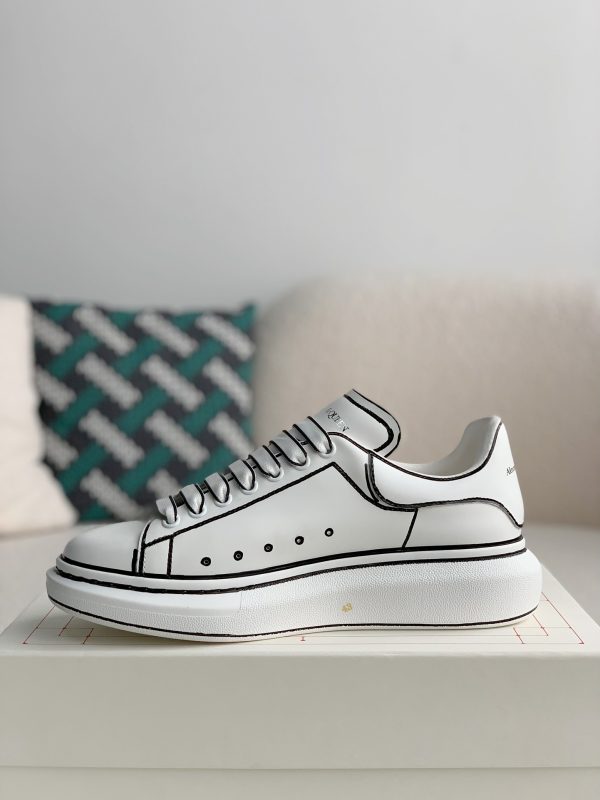 ¡¸#487¡¹Alexander McQueen MQ White hand-painted Sneakers - Image 4