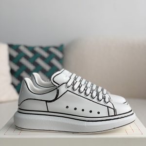 ¡¸#487¡¹Alexander McQueen MQ White hand-painted Sneakers
