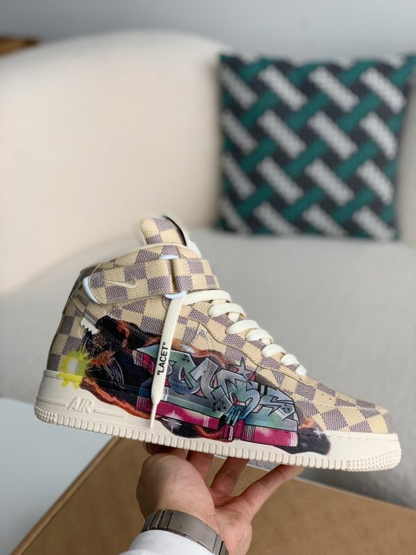 「#1676」LOUIS VUITTON X NIKE AIR FORCE 1 high Sneaker - Image 6