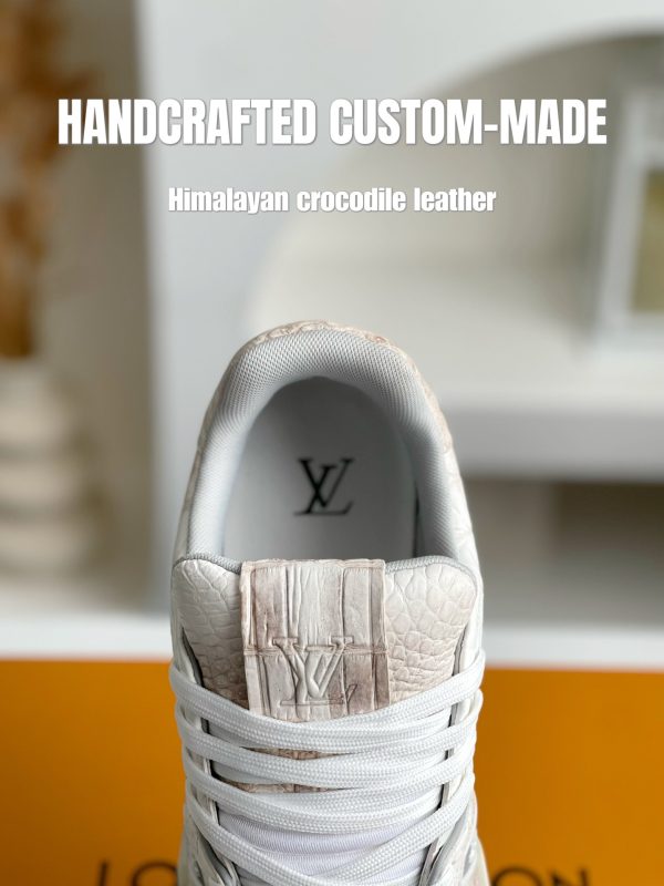 「#3200」【Handmade Custom】Louis Vuitton Himalayan Crocodile Leather Trainer Sneakers - Image 9