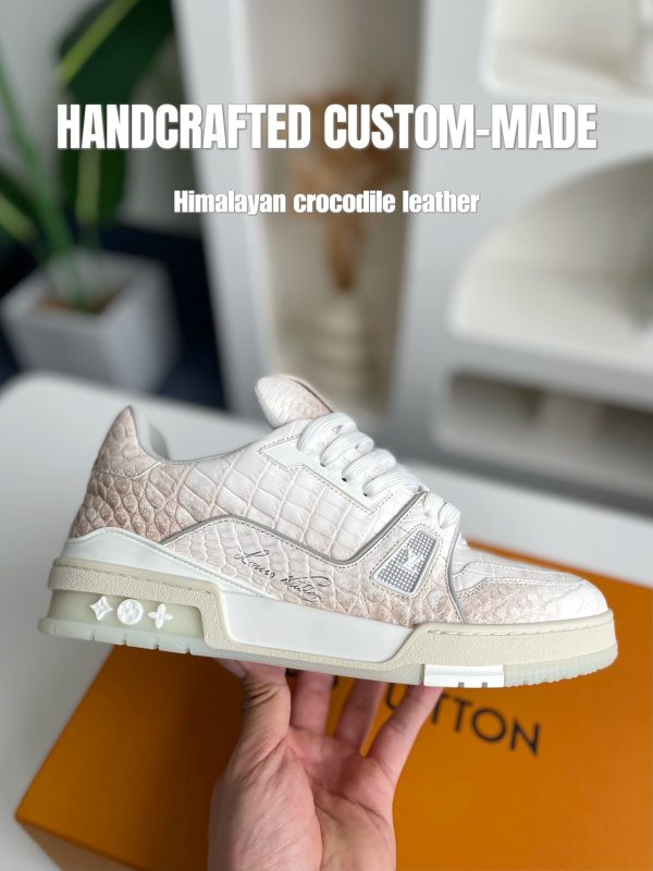 「#3200」【Handmade Custom】Louis Vuitton Himalayan Crocodile Leather Trainer Sneakers - Image 7