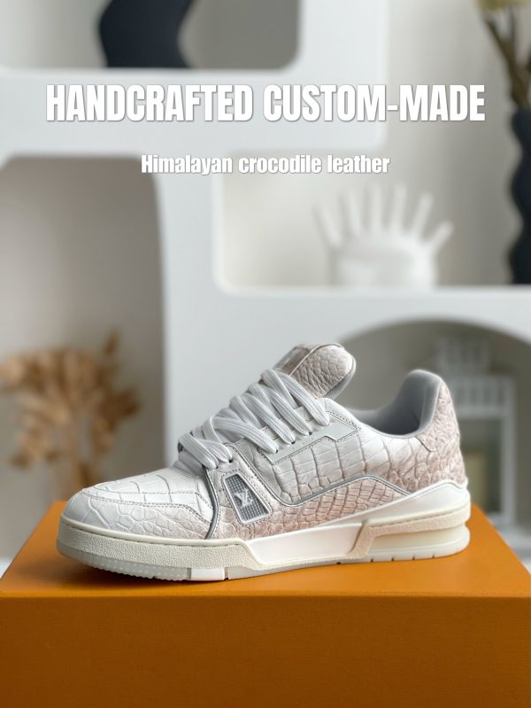 「#3200」【Handmade Custom】Louis Vuitton Himalayan Crocodile Leather Trainer Sneakers - Image 5