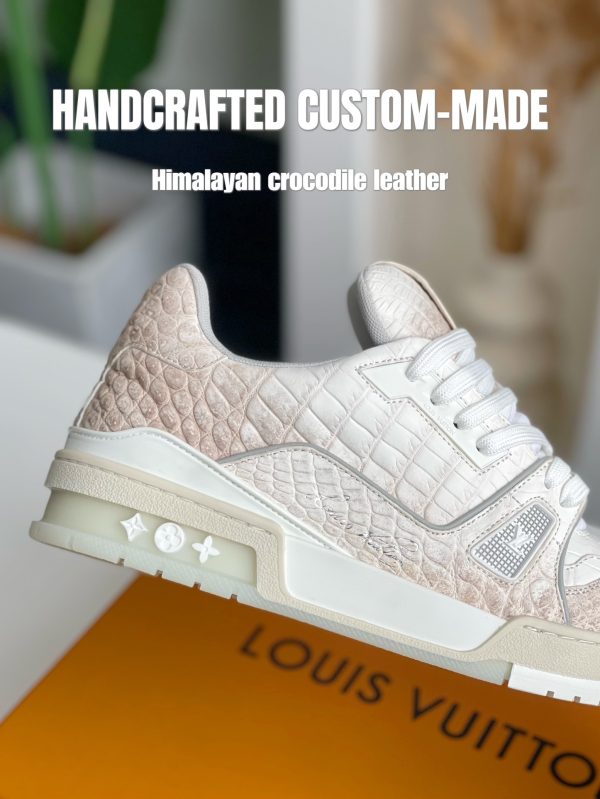 「#3200」【Handmade Custom】Louis Vuitton Himalayan Crocodile Leather Trainer Sneakers - Image 8