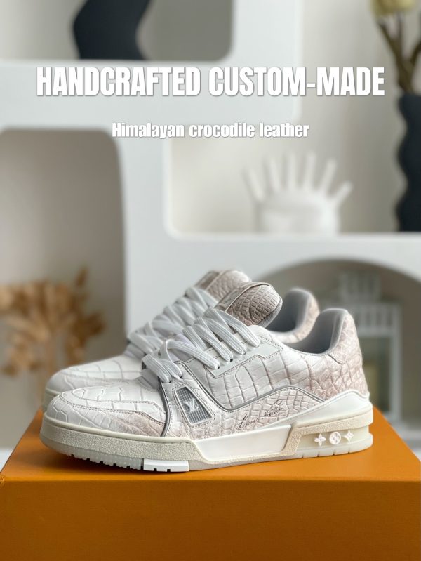 「#3200」【Handmade Custom】Louis Vuitton Himalayan Crocodile Leather Trainer Sneakers - Image 2