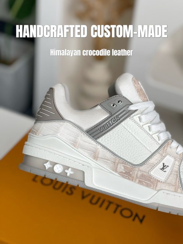 「#3165」【Handmade Custom】Louis Vuitton Himalayan Crocodile Leather Trainer Sneakers - Image 9