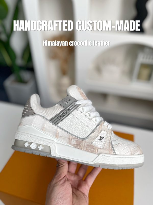 「#3165」【Handmade Custom】Louis Vuitton Himalayan Crocodile Leather Trainer Sneakers - Image 8