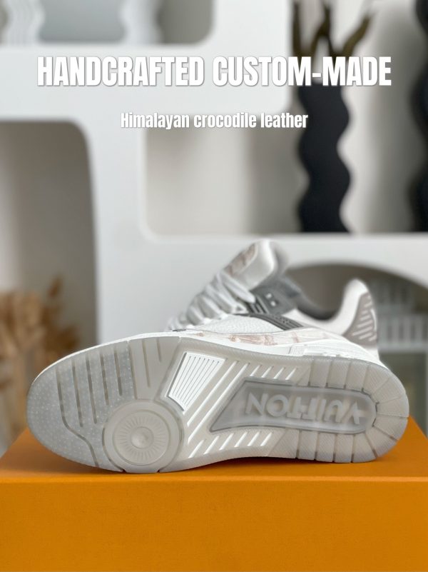 「#3165」【Handmade Custom】Louis Vuitton Himalayan Crocodile Leather Trainer Sneakers - Image 7