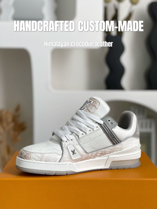 「#3165」【Handmade Custom】Louis Vuitton Himalayan Crocodile Leather Trainer Sneakers - Image 6