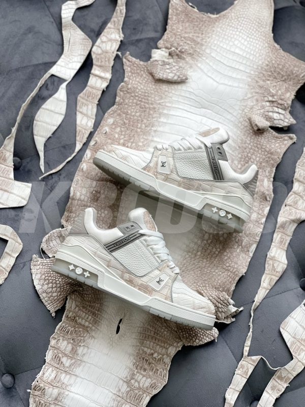 「#3165」【Handmade Custom】Louis Vuitton Himalayan Crocodile Leather Trainer Sneakers - Image 4