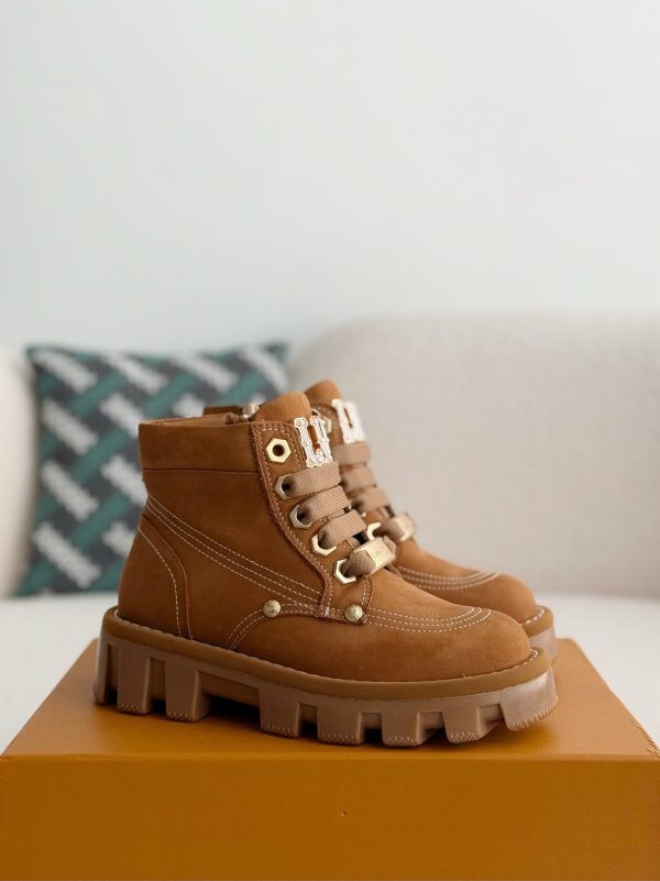 「#3717」LOUIS VUITTON Round toe lace-up boots