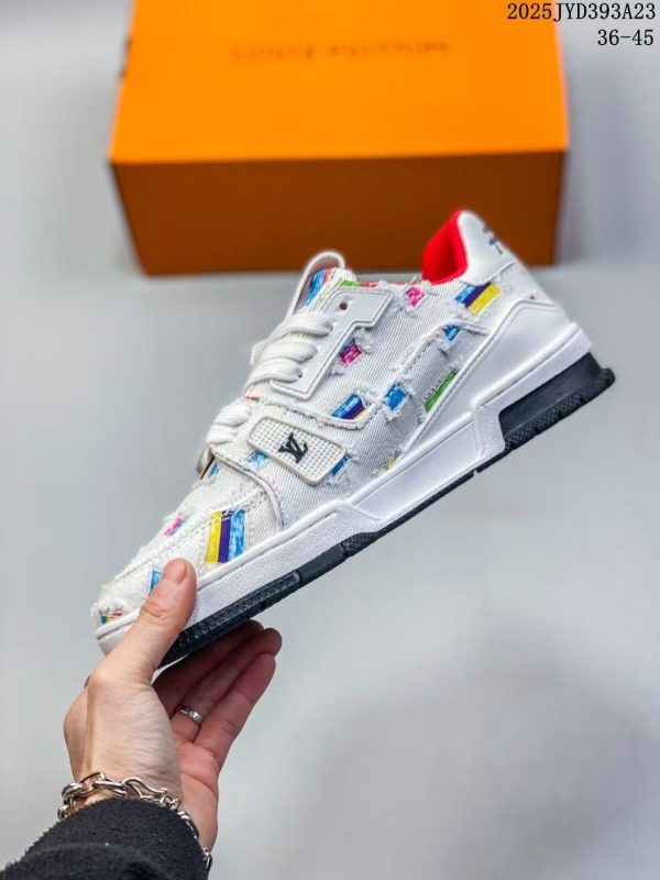 「#4451」Louis Vuitton traniner canvas printed colorful denim embroidered shoes - Image 2