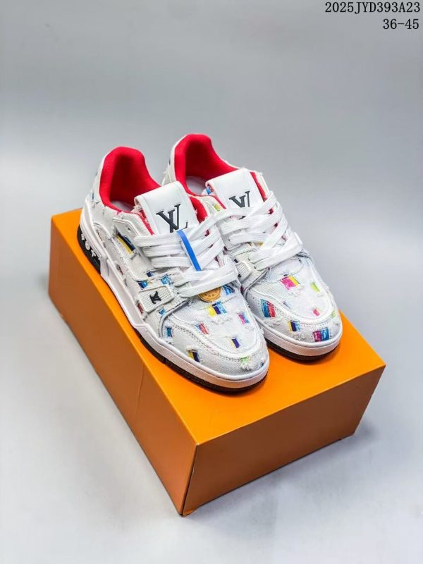 「#4451」Louis Vuitton traniner canvas printed colorful denim embroidered shoes - Image 6