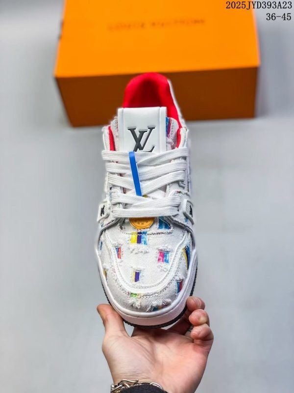 「#4451」Louis Vuitton traniner canvas printed colorful denim embroidered shoes - Image 3