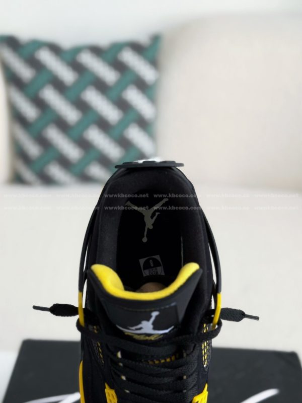 ¡¸#5503¡¹Jordan Air Jordan 4 "Thunder" Leather Basketball Shoes Black Yellow - Image 8