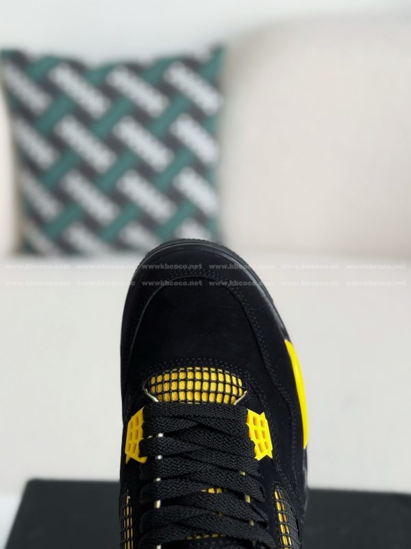¡¸#5503¡¹Jordan Air Jordan 4 "Thunder" Leather Basketball Shoes Black Yellow - Image 9
