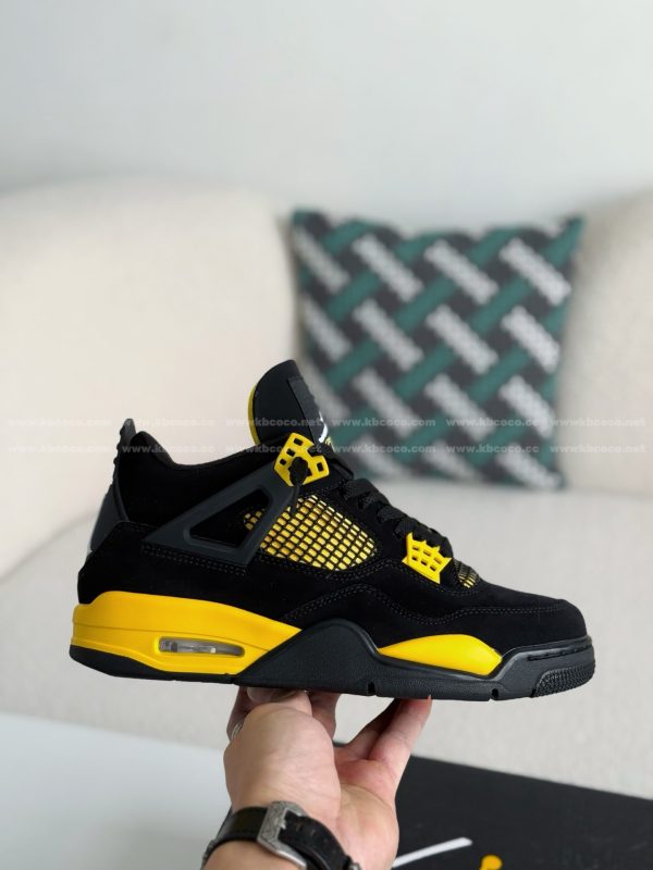 ¡¸#5503¡¹Jordan Air Jordan 4 "Thunder" Leather Basketball Shoes Black Yellow - Image 6