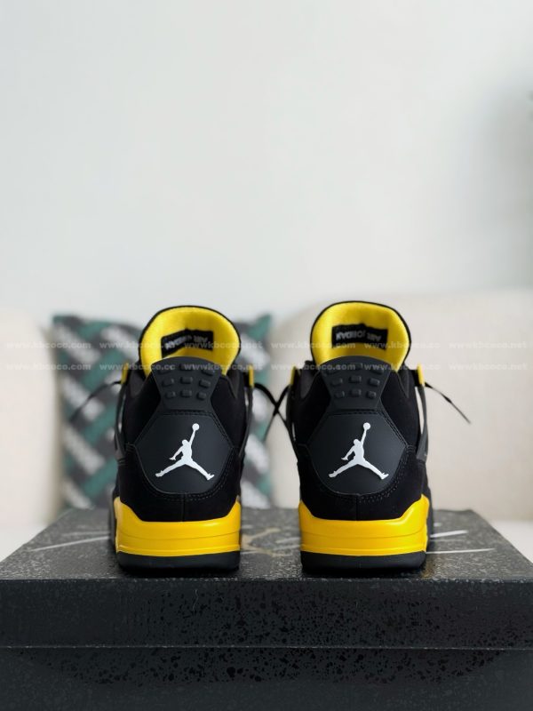 ¡¸#5503¡¹Jordan Air Jordan 4 "Thunder" Leather Basketball Shoes Black Yellow - Image 3