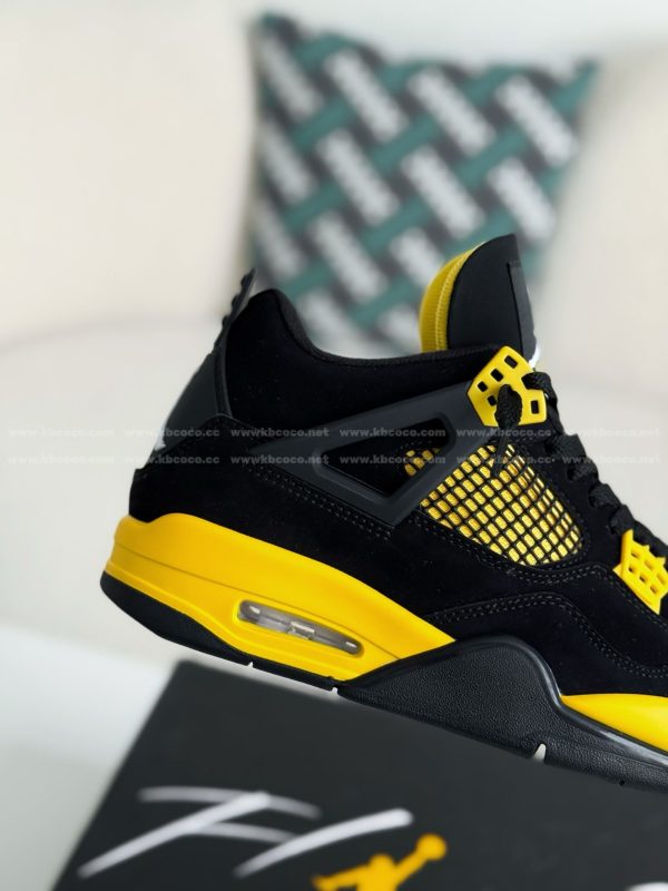 ¡¸#5503¡¹Jordan Air Jordan 4 "Thunder" Leather Basketball Shoes Black Yellow - Image 7