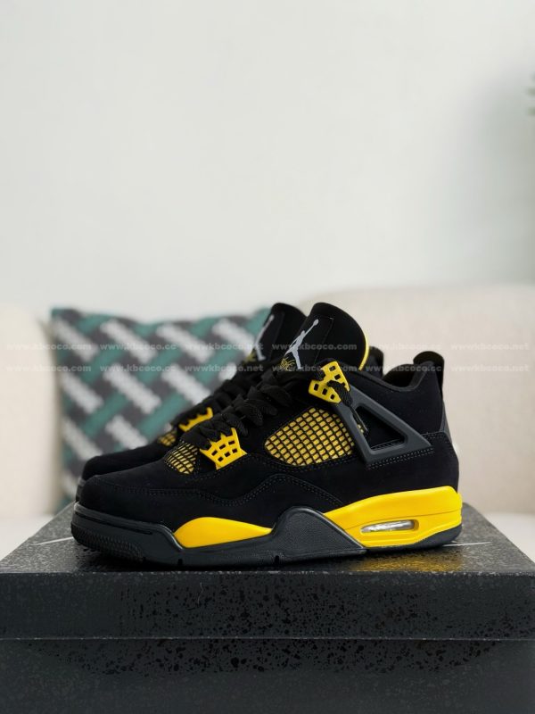 ¡¸#5503¡¹Jordan Air Jordan 4 "Thunder" Leather Basketball Shoes Black Yellow - Image 2