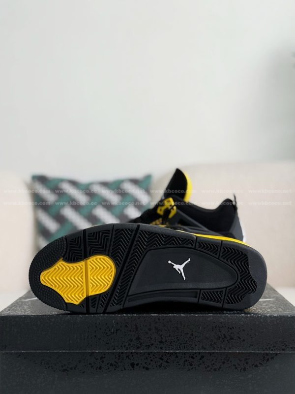 ¡¸#5503¡¹Jordan Air Jordan 4 "Thunder" Leather Basketball Shoes Black Yellow - Image 5
