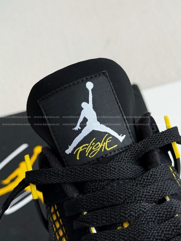 ¡¸#5503¡¹Jordan Air Jordan 4 "Thunder" Leather Basketball Shoes Black Yellow - Image 10