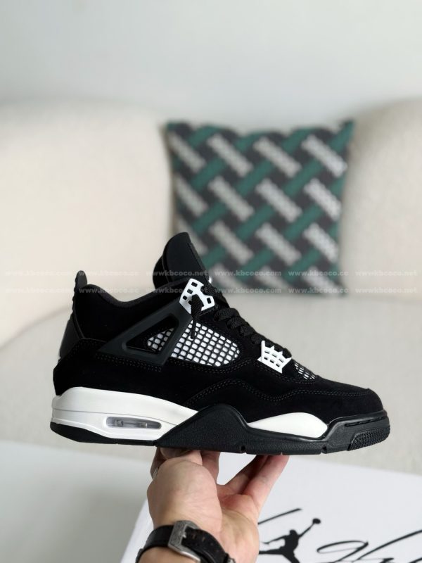 ¡¸#5504¡¹Jordan Air Jordan 4 Retro "White Thunder" Leather Retro Basketball Shoes Black and White - Image 6