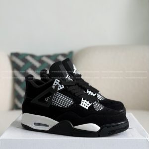 ¡¸#5504¡¹Jordan Air Jordan 4 Retro "White Thunder" Leather Retro Basketball Shoes Black and White