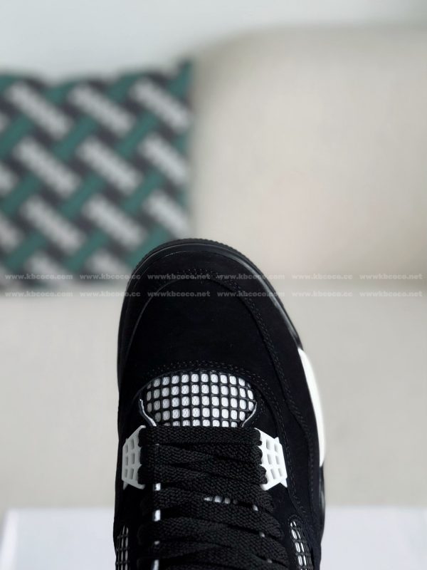 ¡¸#5504¡¹Jordan Air Jordan 4 Retro "White Thunder" Leather Retro Basketball Shoes Black and White - Image 9