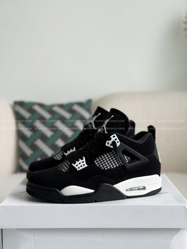 ¡¸#5504¡¹Jordan Air Jordan 4 Retro "White Thunder" Leather Retro Basketball Shoes Black and White - Image 2