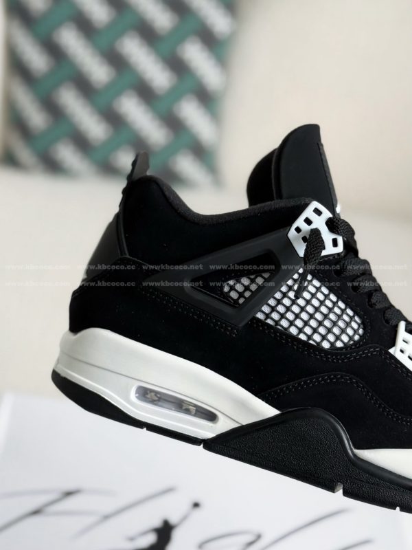 ¡¸#5504¡¹Jordan Air Jordan 4 Retro "White Thunder" Leather Retro Basketball Shoes Black and White - Image 7