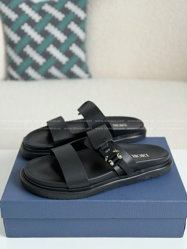 「#5687」Dior Aqua Leather Slippers - Image 2