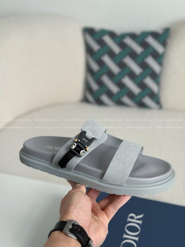 「#5688」Dior Aqua Faux Suede Slippers - Image 6