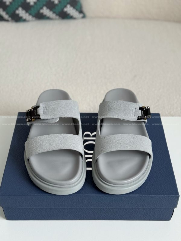 「#5688」Dior Aqua Faux Suede Slippers - Image 3