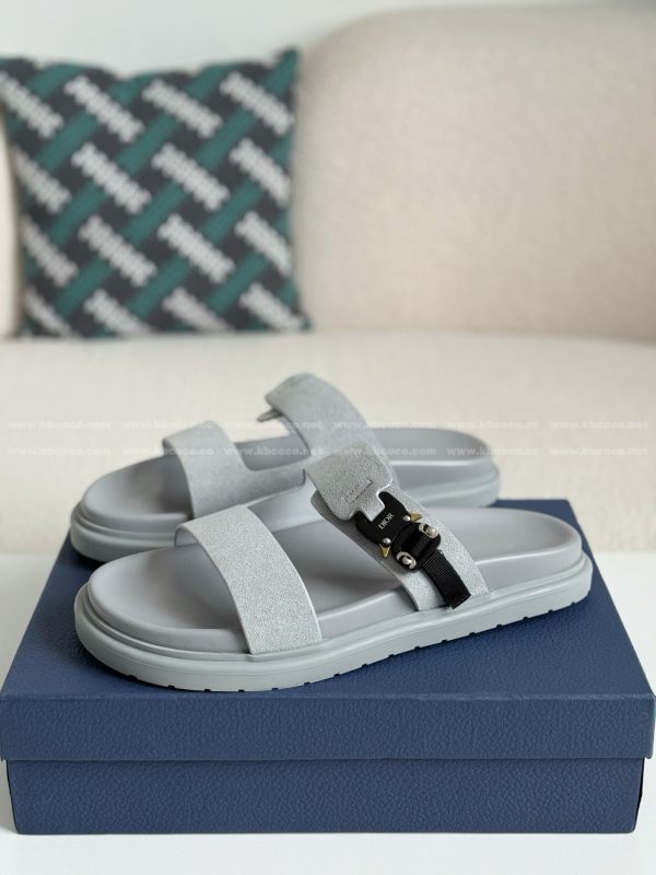 「#5688」Dior Aqua Faux Suede Slippers - Image 2
